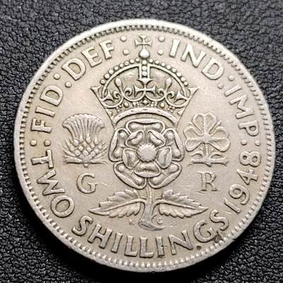 泉币菌-第96场-精品福利场 - 英国大镍币 英国1948年2先令 弗洛林 乔治六世 28.3mm 