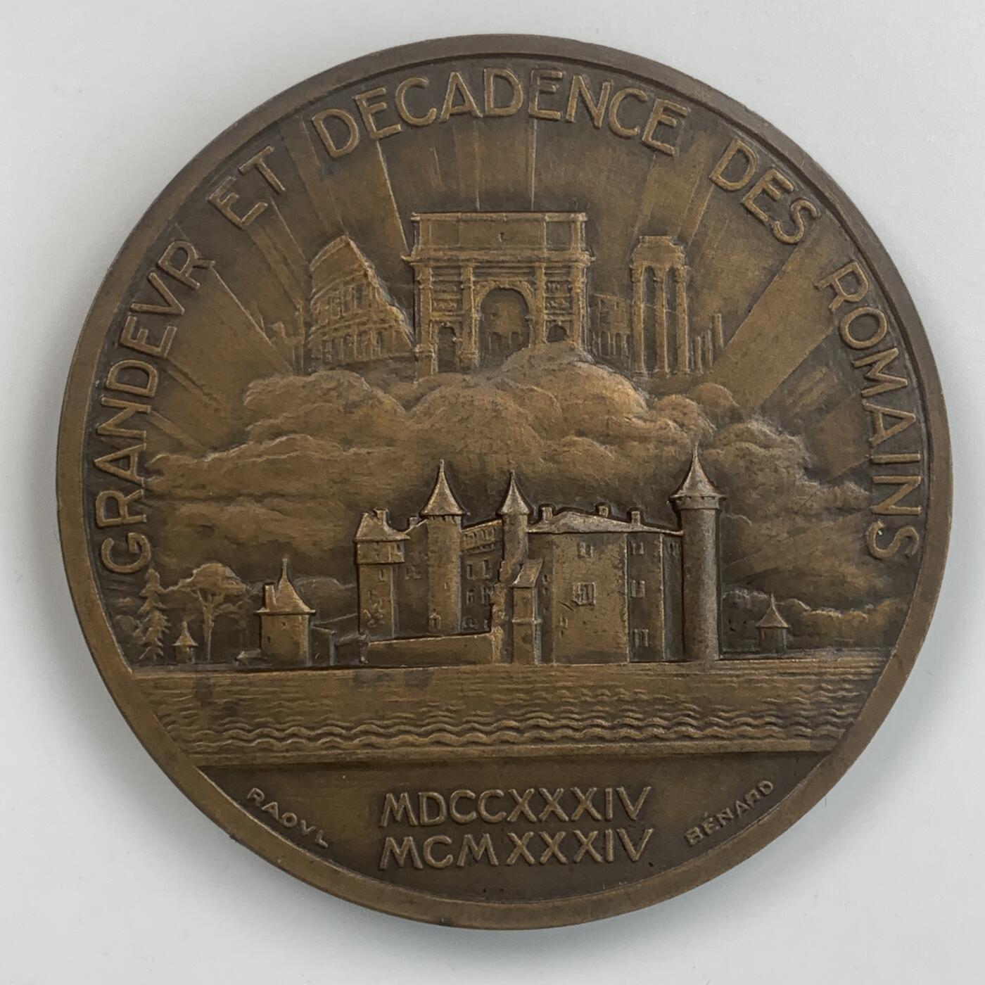 掌中浮雕-藏着的欧洲第034场 法国1934年法学家孟德斯鸠铜章，67mm