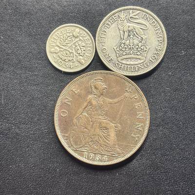 邮泉阁限时拍卖第二十二场 各国硬币专场（硬币在国外） - 英国1934年3枚（2银1铜）