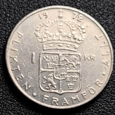泉币菌-第98场-散币乐园场 瑞典1972年1克朗铜镍币，古斯塔夫六世国王，25mm 