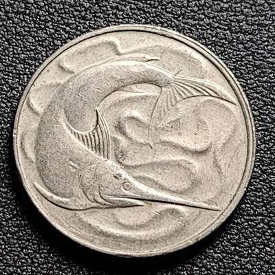 泉币菌-第98场-散币乐园场 - 高币值 1981年 新加坡20分 海洋动物-剑鱼 24mm