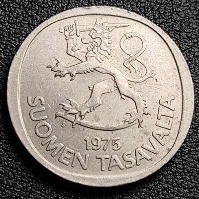 泉币菌-第98场-散币乐园场 芬兰1975年1马克镍币.持剑狮子.枞树 24mm 字边