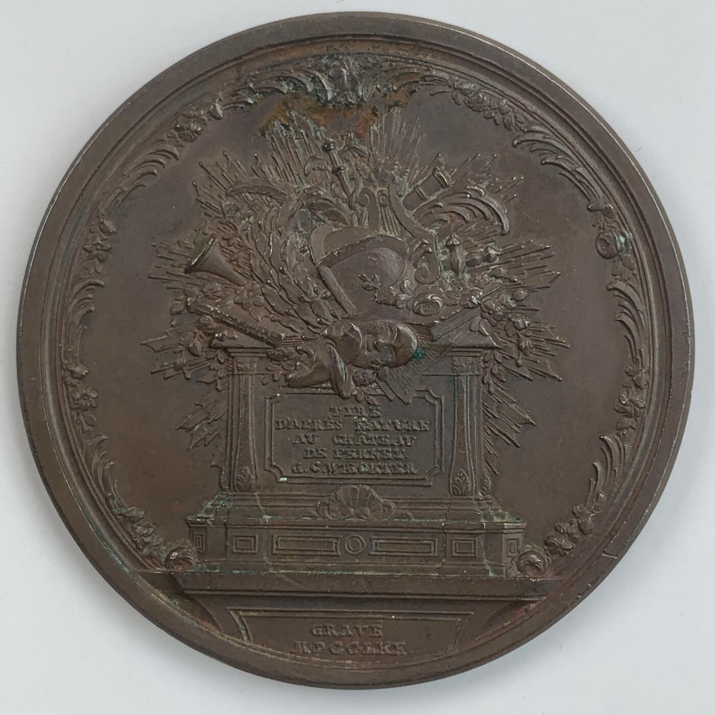 掌中浮雕-藏着的欧洲第034场 法国1770年思想家伏尔泰原铸铜章，59mm 