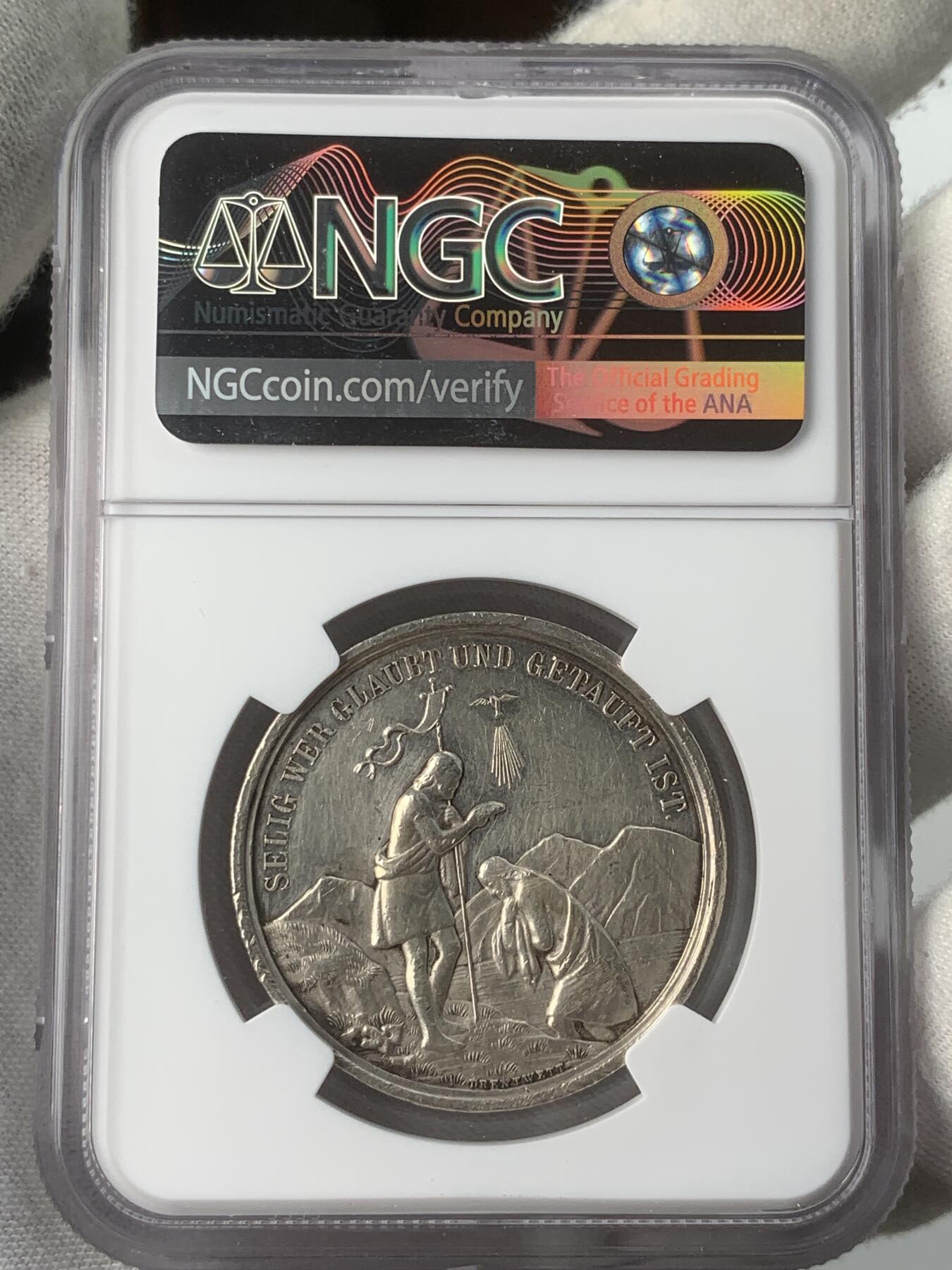 掌中浮雕-藏着的欧洲第034场 NGC AU : 德国洗礼银章，34mm