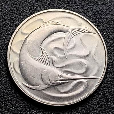泉币菌-第96场-精品福利场 - 原光UNC 高币值 1982年 新加坡20分 海洋动物-剑鱼 24mm
