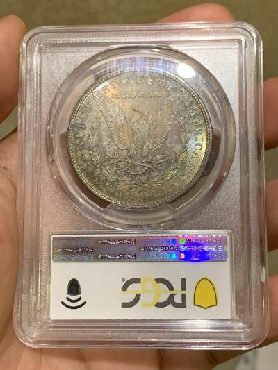 《竞宝斋》第412场 周日，周一，周二，3场连拍 （全场包邮） PCGS MS66 美国 1879年 1美元 摩根银币 较少年份+高分+双面五彩包浆 集合美系众多收藏特点 一步到位的收藏