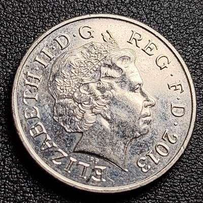 泉币菌-第98场-散币乐园场 双狮版 英国10便士纪念币 2013年 伊丽莎白二世女王24.5毫米6.5g