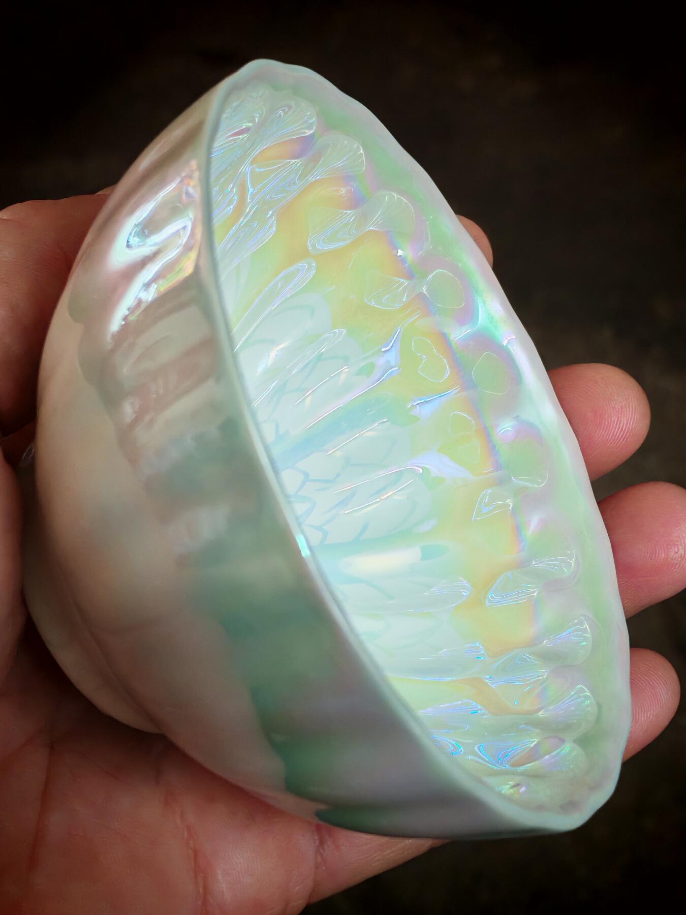 炫彩珍珠贝壳孔雀盏(22010)尺寸97*53mm容量150ml