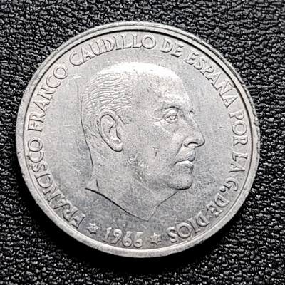 泉币菌-第97场-散币乐园场 橄榄枝佛朗西斯科 西班牙1966年50分铝币 20.0毫米1.0克