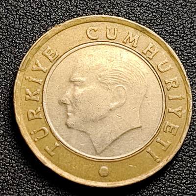 泉币菌-第98场-散币乐园场 土耳其1里拉双色币 凯末尔总统 26mm