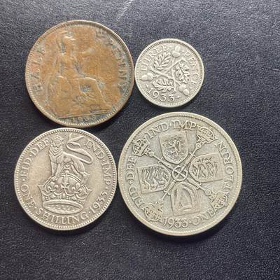 邮泉阁限时拍卖第二十二场 各国硬币专场（硬币在国外） - 英国1933年4枚（3银1铜）