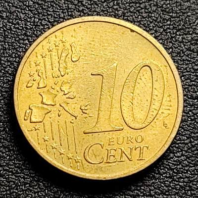 泉币菌-第98场-散币乐园场 欧元 德国2002年 10欧分合金铜币 勃兰登堡门 地图 A厂标 19.75MM