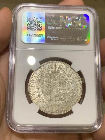 《竞宝斋》第412场 周日，周一，周二，3场连拍 （全场包邮） 唯一冠军分 NGC MS64 德国 1840 普鲁士王国 威廉三世 泰勒银币 非常流通充分的品种 只有3枚MS评级 不可错过