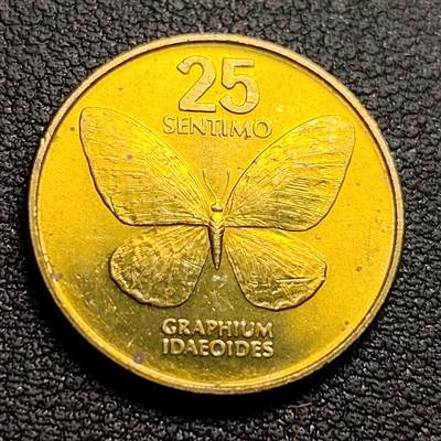泉币菌-第96场-精品福利场 - 原铜光极美品 菲律宾25分铜币 1983年 蝴蝶 21mm