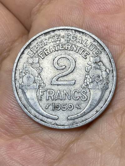 2025年第八十三场(总第一百零九场）外国好品散币(免佣金) - 法国🇫🇷1959年2法郎(末期猫头鹰标)