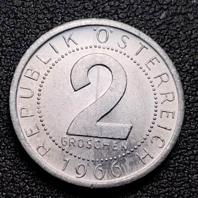 泉币菌-第96场-精品福利场 - 原光UNC 1966年奥地利2格罗森铝币 雄鹰18mm 
