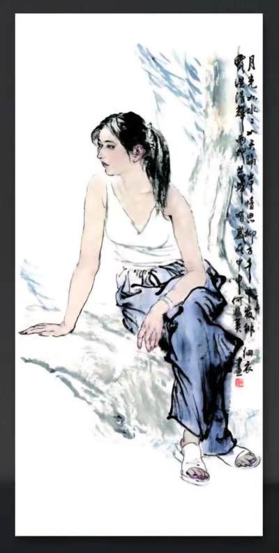 名家书画装饰画限时专 - 高清装饰画 何家英美女图c