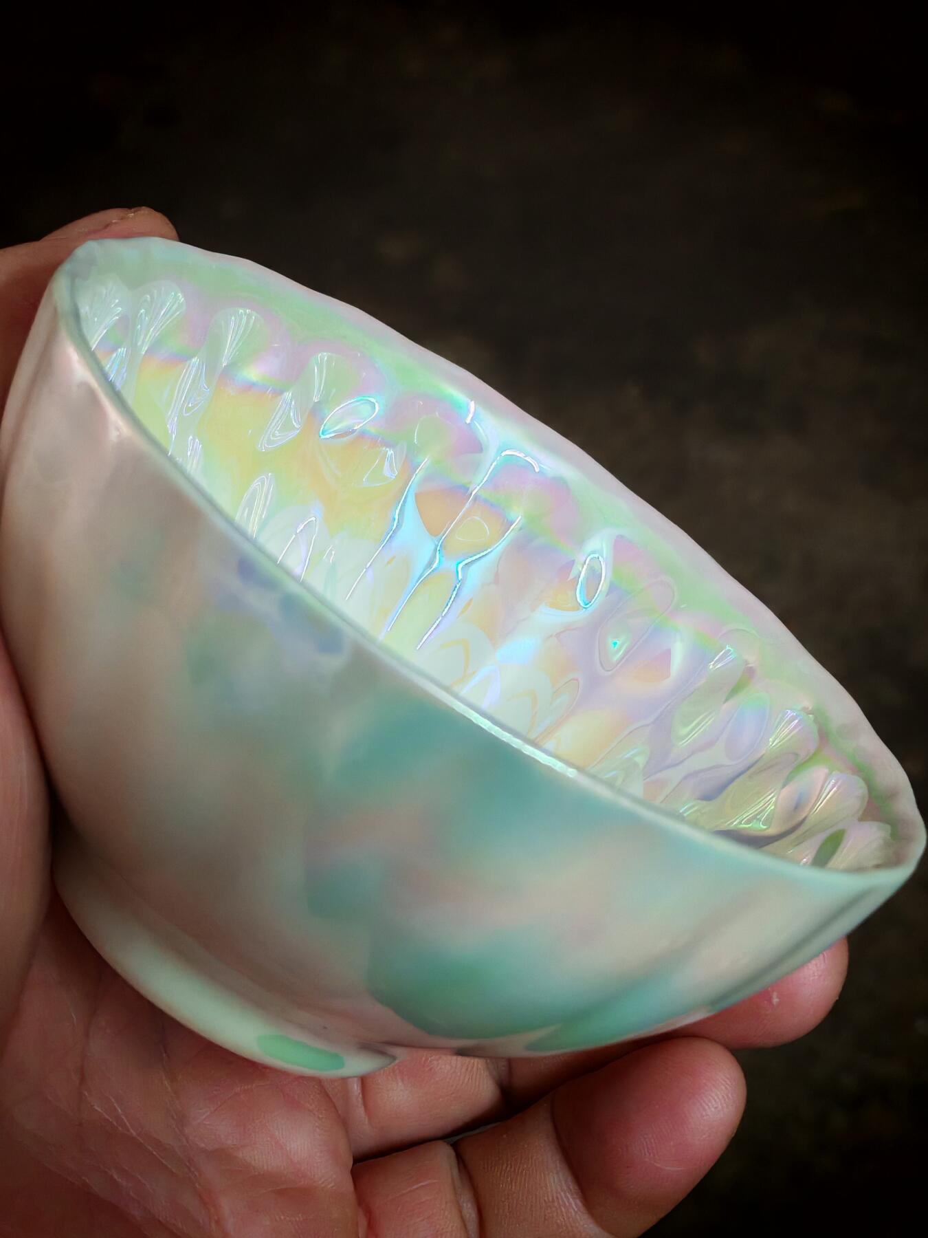 炫彩珍珠贝壳孔雀盏(22010)尺寸97*53mm容量150ml
