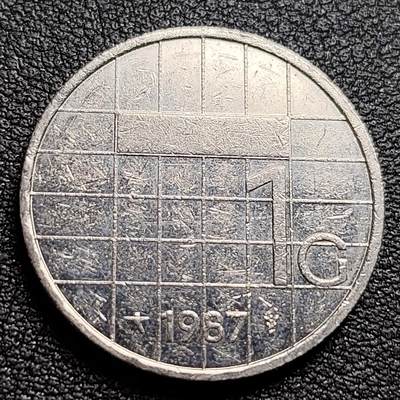 泉币菌-第97场-散币乐园场 - 1987年 荷兰王国早期1盾 朱莉安娜女王  镍币 硬币 25mm 