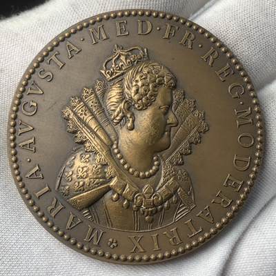 掌中浮雕-藏着的欧洲第034场 - 法国王后玛丽·德·美第奇铜章，53mm，后铸