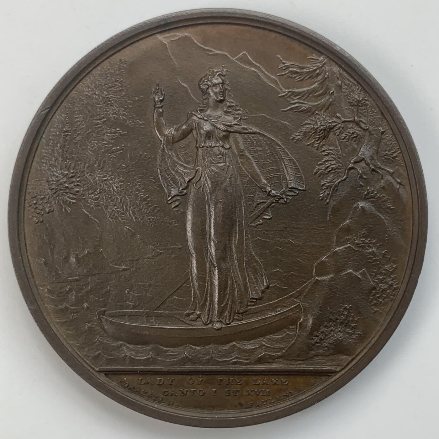 掌中浮雕-藏着的欧洲第034场 1832年英国诗人司各特铜章，W. Bain and B. R. Faulkner雕刻. 49.5mm.