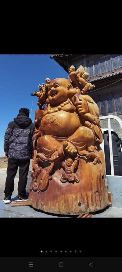 上千年杜梨树，一木整雕，，九子弥勒佛像一尊，完整大气，九子佛寓意，吉祥乐观，豁达慈悲宽容，福气平安，以祈求美好明天。重一吨多 - 上千年杜梨树，一木整雕，，九子弥勒佛像一尊，完整大气，九子佛寓意，吉祥乐观，豁达慈悲宽容，福气平安，以祈求美好明天。重一吨多