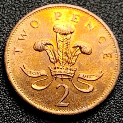 泉币菌-第99场-精品福利场 - 原铜光极美品 1988年 英国2便士铜币 威尔士皇冠 25.9mm