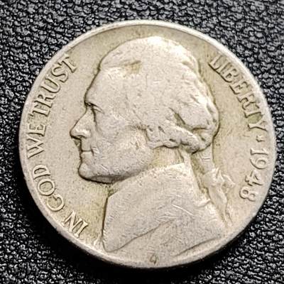 泉币菌-第99场-精品福利场 - 少见早期币 美国1948年5美分纪念币 杰斐逊 及 故居蒙蒂塞洛庄园 21mm 