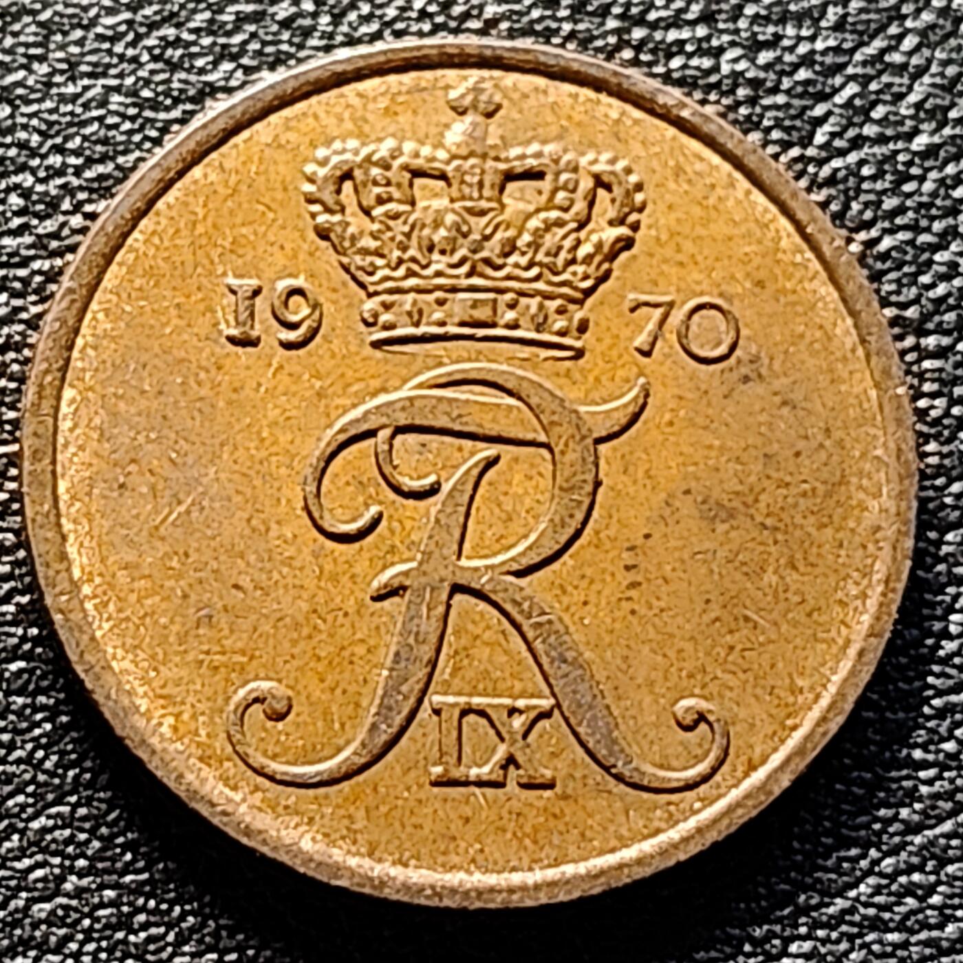 泉币菌-第99场-精品福利场  1970年 丹麦5欧尔 皇冠王冠  24mm