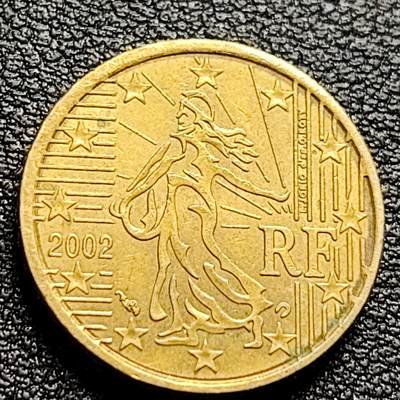 泉币菌-第99场-精品福利场 - 欧元 法国2002年10欧分铜币 玛丽安娜 欧盟地图 19.75MM 