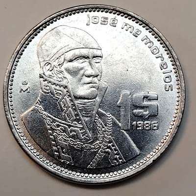 布加迪🐬～世界钱币(上海)🌾第 236 期 /  各国套币和散币 - 墨西哥🇲🇽 1986年 1比索