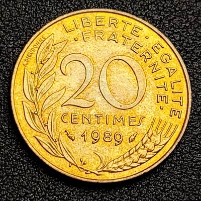 泉币菌-第98场-散币乐园场 原铜光极美 法国1989年20生丁铜币 玛丽安娜 入欧前末版 绝版