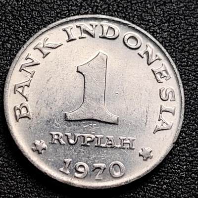 泉币菌-第98场-散币乐园场 原光UNC 印尼1卢比铝币 扇尾鹊 直径22mm