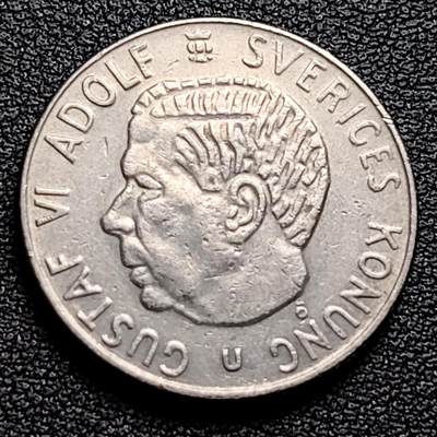 泉币菌-第97场-散币乐园场 -  瑞典1972年1克朗铜镍币，古斯塔夫六世国王，25mm 
