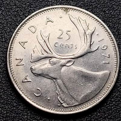 泉币菌-第96场-精品福利场 - 光品 高币值 加拿大1971年1/4加拿大元 伊丽莎白二世 驯鹿 24mm