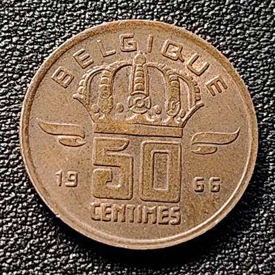 泉币菌-第98场-散币乐园场 比利时1966年 50分铜币 矿工