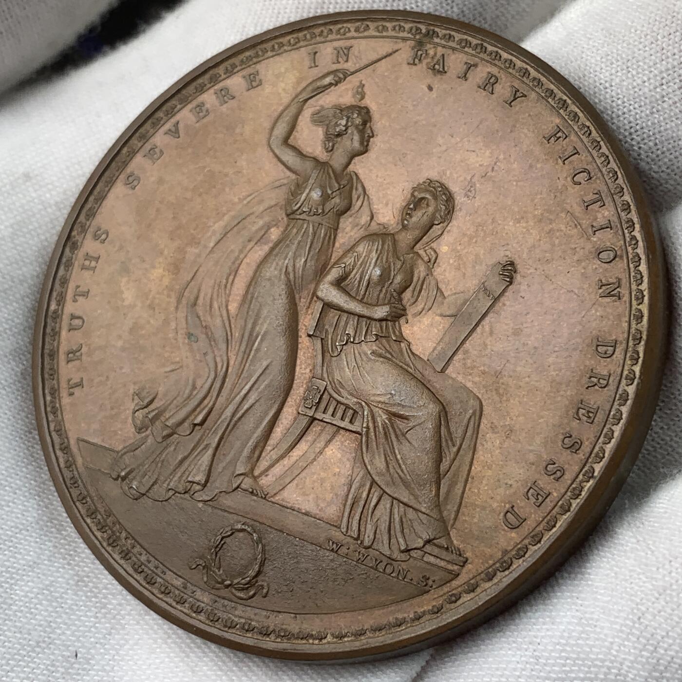 掌中浮雕-藏着的欧洲第034场 1824年英国诗人司各特铜章，W. Wyon雕刻.，54 mm