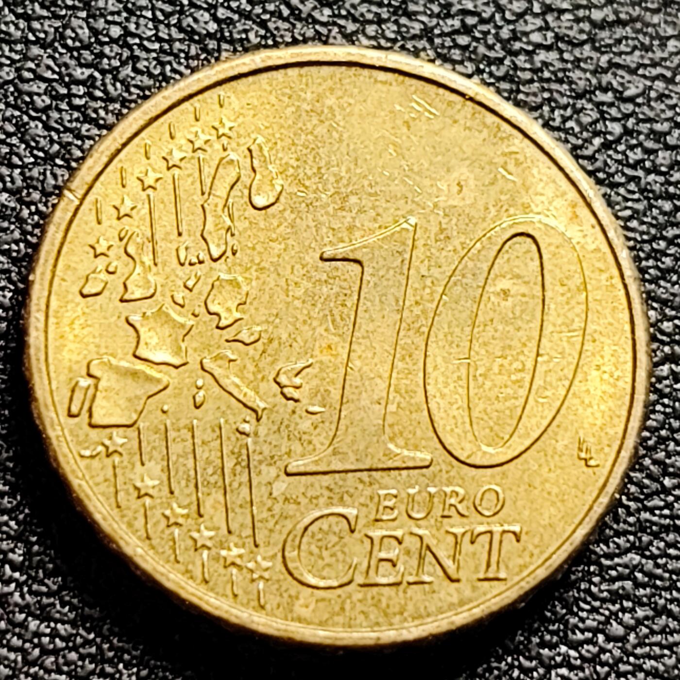 泉币菌-第99场-精品福利场 欧元 德国2002年 10欧分合金铜币 勃兰登堡门 地图 A厂标 19.75MM