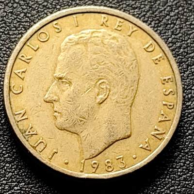 泉币菌-第98场-散币乐园场 厚重 西班牙100比塞塔 双柱 卡洛斯一世国王 铜币 24.5mm 