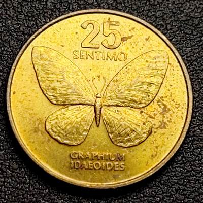 泉币菌-第96场-精品福利场 - 铜光美品 菲律宾25分铜币 1983年 蝴蝶 21mm