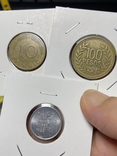 2025年第八十三场(总第一百零九场）外国好品散币(免佣金) - 3枚:德国🇩🇪1991年10芬尼，哥伦比亚🇨🇴2006年100比索，韩国🇰🇷1968年1元