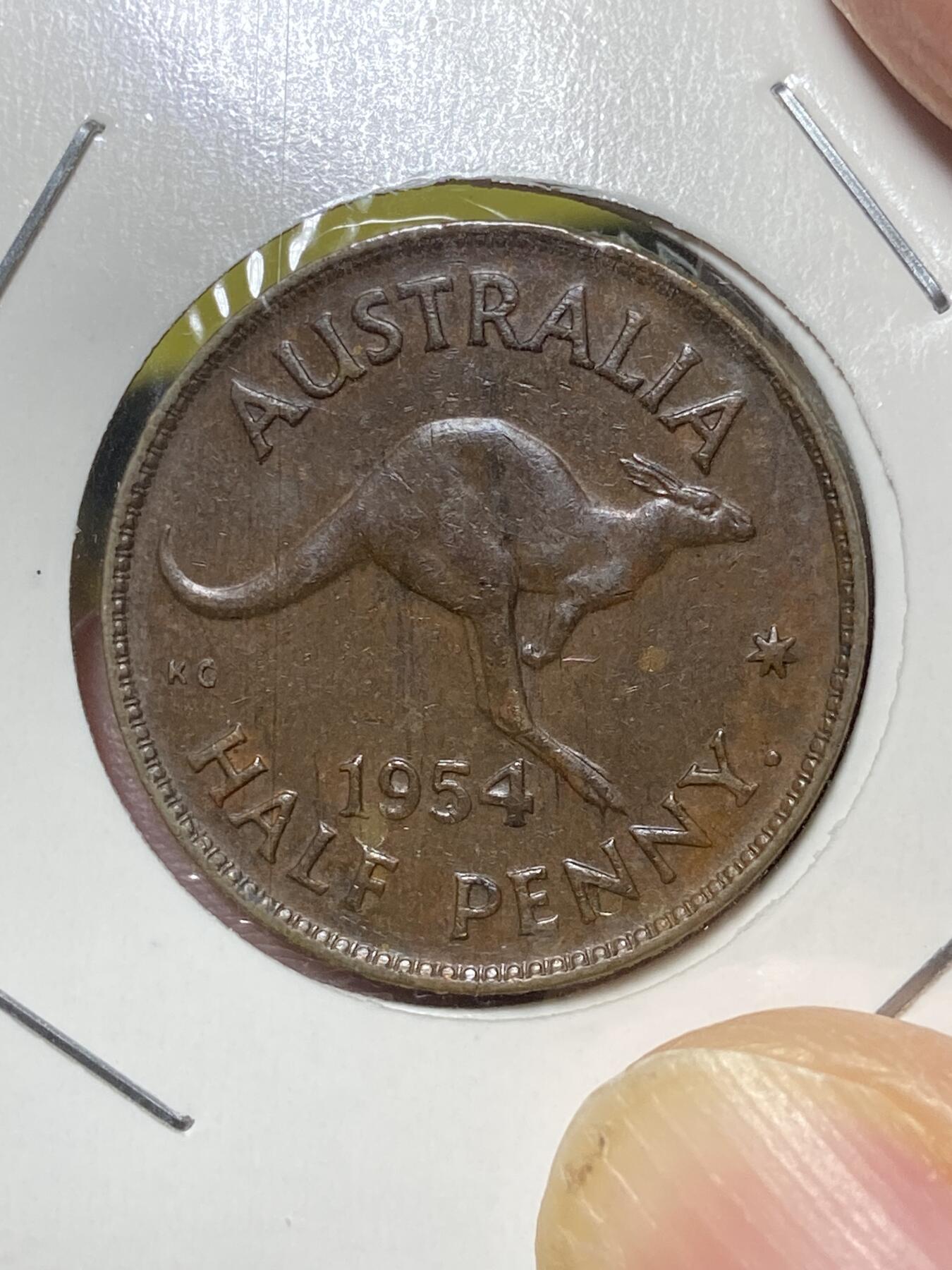 2025年第八十三场(总第一百零九场）外国好品散币(免佣金) 澳大利亚🇦🇺1954年半便士(伊丽莎白二世青年桂冠，第一版，珀斯造)