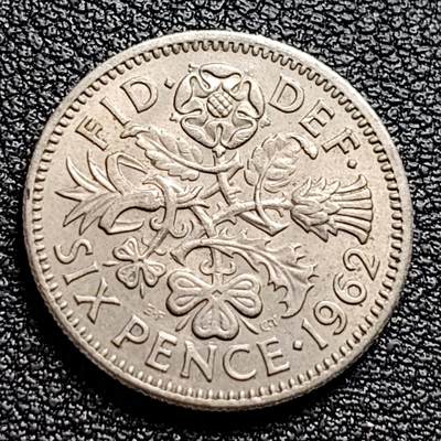 泉币菌-第99场-精品福利场 - 1962年 英国6便士硬币 爱情幸运币 19.3mm 