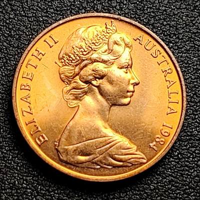 泉币菌-第98场-散币乐园场 原铜光极美品 美品 1984年 英属澳大利亚2分铜币 伞蜥蜴斗篷蜥 21.5mm