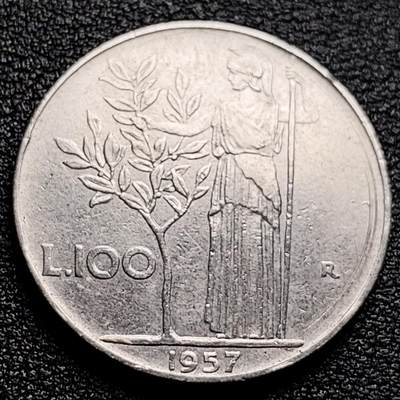 泉币菌-第99场-精品福利场 -  意大利早期100里拉 月亮和记忆女神密涅瓦 不锈钢币 27.8mm