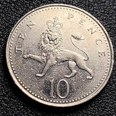 泉币菌-第99场-精品福利场 - 英国2003年 10便士铜镍币 小版伊丽莎白二世女王 皇冠狮子