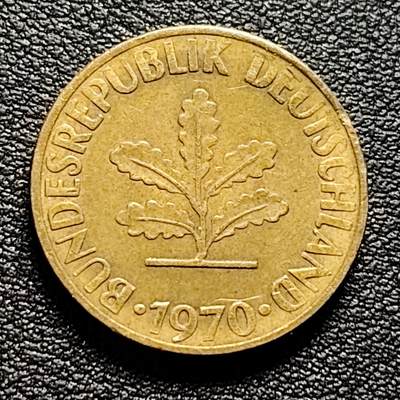 泉币菌-第98场-散币乐园场 联邦德国1970年 10芬尼硬币 橡树麦穗  银行版 21.5mm