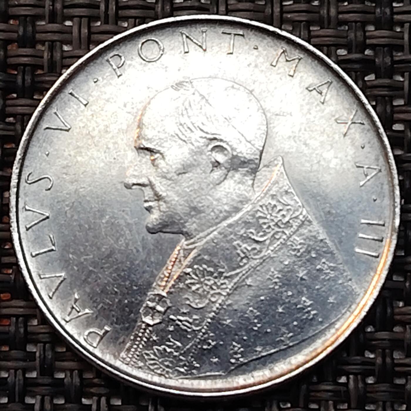 布加迪🐬～世界钱币(上海)🌾第 237 期 /  各国套币和散币 梵蒂冈🇻🇦1965年 教皇保罗六世100里拉合金钢币