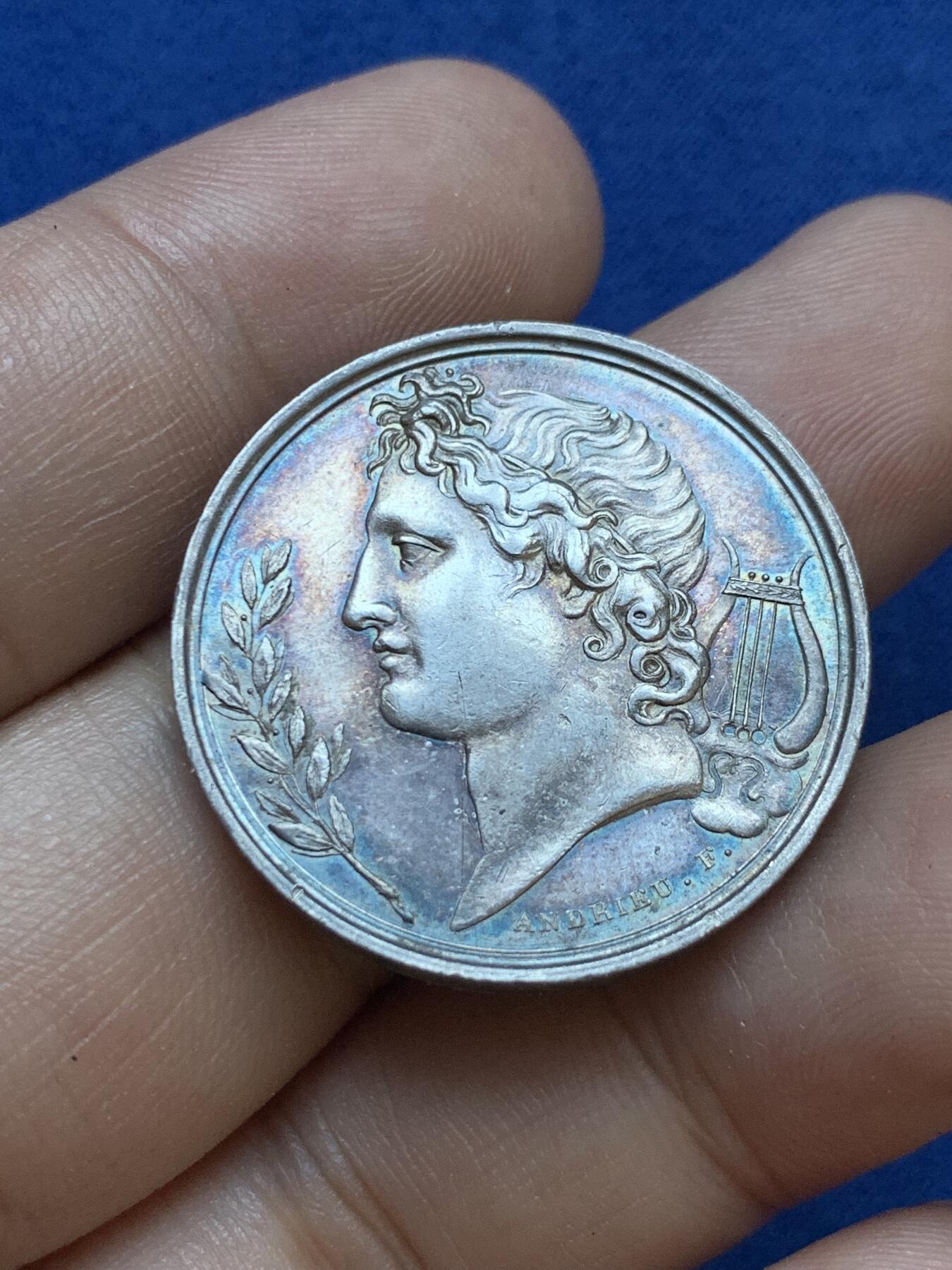 《竞宝斋》第413场 周日，周一，周二，3场连拍 （全场包邮） 法国哲学技术基金会银质jeton，12.92g，30mm，早期无边铭