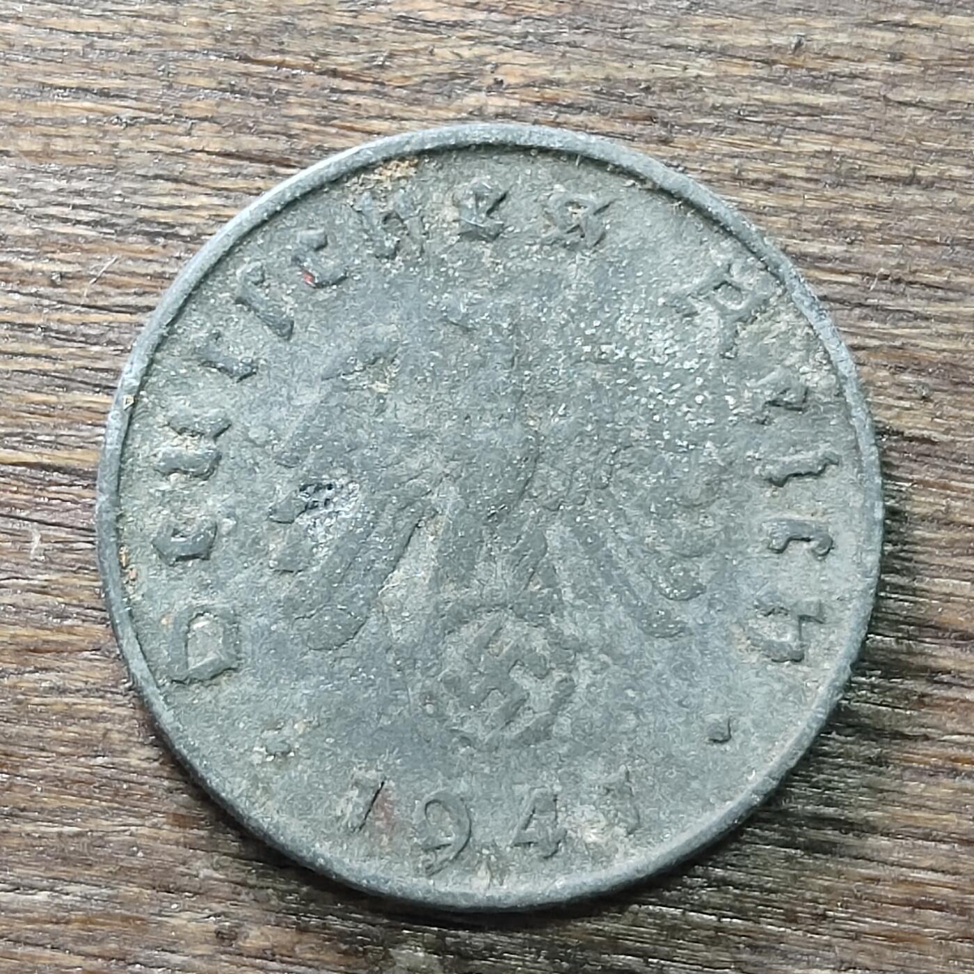 【铜匠收藏】★第131场★散币场，无佣金，30包邮。不满30元，支付5元运费。《接受代拍 代送NGC评级》 德国 1941年 10芬尼 D厂锌币德三硬币